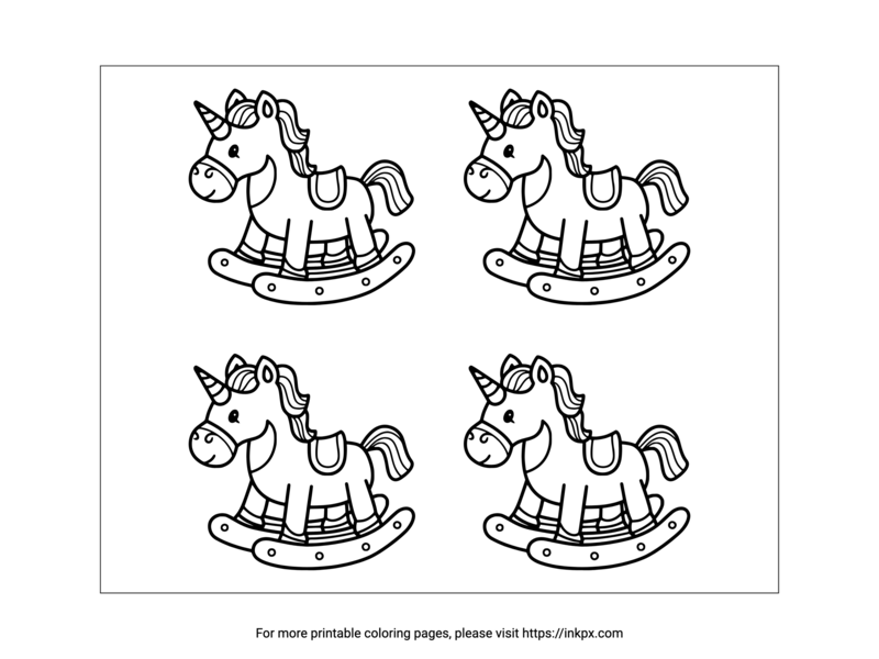 Printable Quadruple Rocking Horses Coloring Page