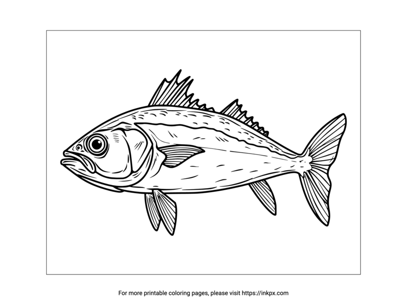 Printable Mackerel Fish Coloring Page 