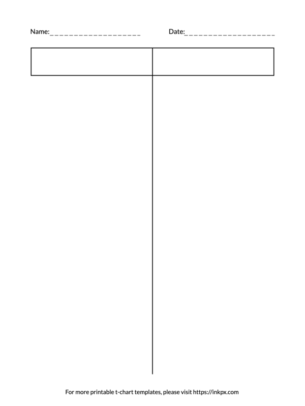 Printable Simple T-Chart Template