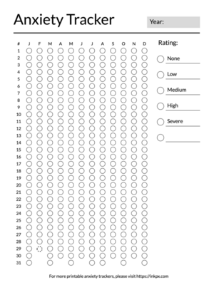 Printable Simple Yearly Anxiety Tracker