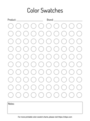 Printable 100 Circles Color Swatch Chart