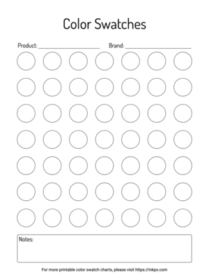 Printable 49 Circles Color Swatch Chart
