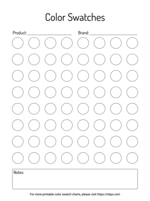 Printable 64 Circles Color Swatch Chart