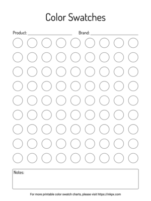 Printable 81 Circles Color Swatch Chart