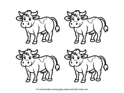Printable Quadruple Cows Coloring Page