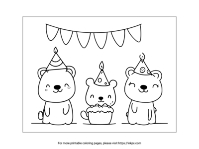 Printable Cute Animal Birthday Party Coloring Sheet