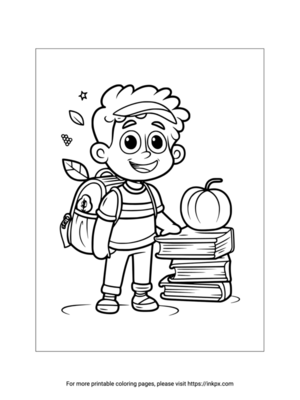 Printable Student & Books Coloring Page