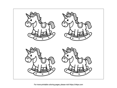 Printable Quadruple Rocking Horses Coloring Page