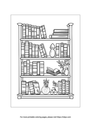 Printable Bookshelf Coloring Page