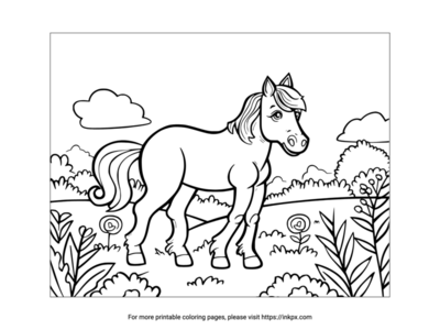 Printable Horse & Farm Coloring Page