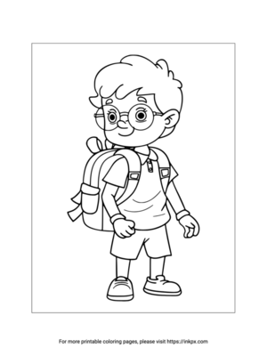Printable Student with Glasses Coloring Page