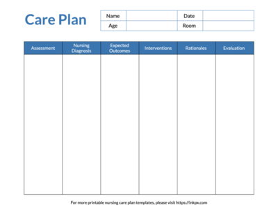 Printable Colorful Table Style Student Nursing Care Plan Template