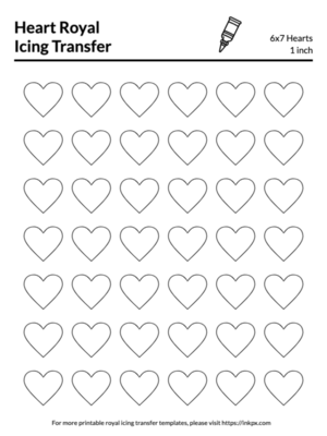 Printable 1 Inch Heart Royal Icing Transfer Template