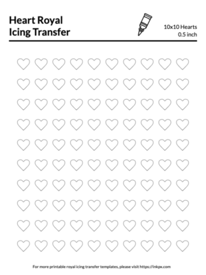 Printable 1/2 0.5 Inch Heart Royal Icing Transfer Template