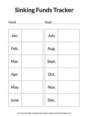 Printable Simple Yearly Sinking Funds Tracker Template