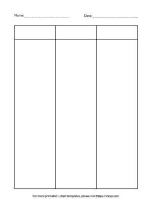 Free Printable Blank 3 T-Chart Template