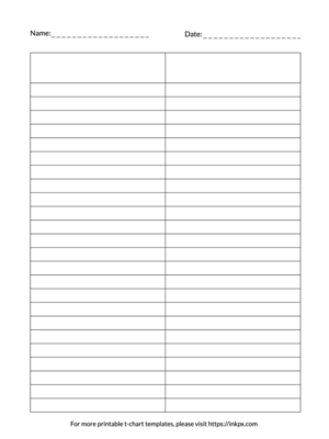 Printable Line Style T-Chart Template