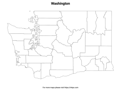 Printable Washington State with County Outline