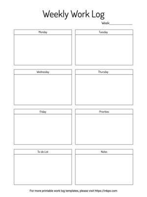 Printable Simple Weekly Work Log Template