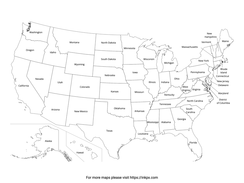 Free Printable United States Maps · InkPx