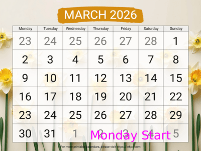 March 2026 Calendars