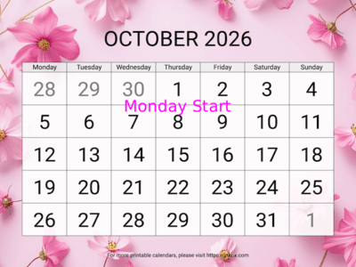October 2026 Calendars