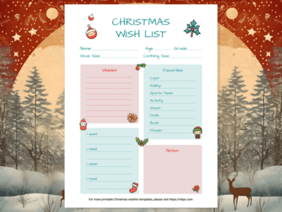 Christmas Wish List Templates	