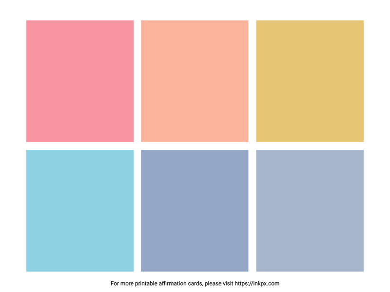 Free Printable Solid Color Landscape (6 Cards) Blank Affirmation Card Template