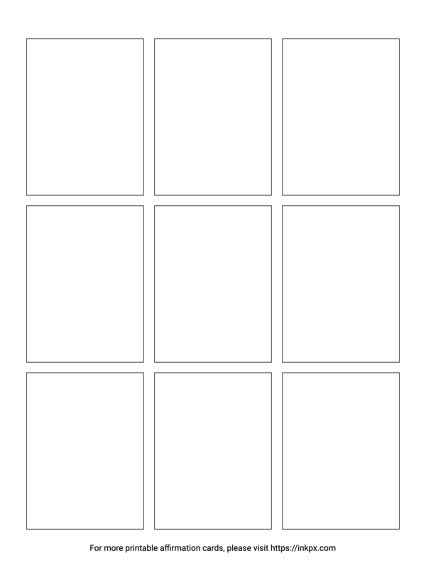 Free Printable Portrait (9 Cards) Blank Affirmation Card Template