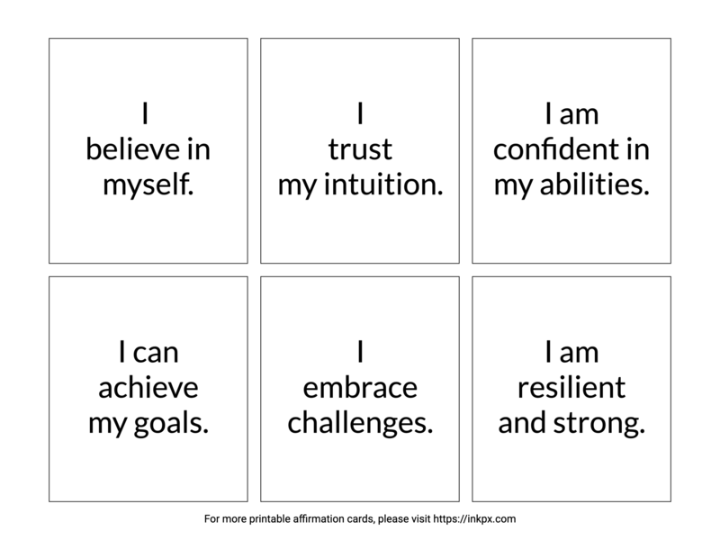 Free Printable Self-Confidence Affirmation Cards