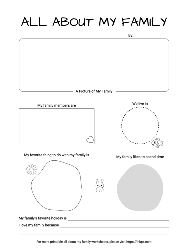 Free Printable Simple All About My Family Worksheet