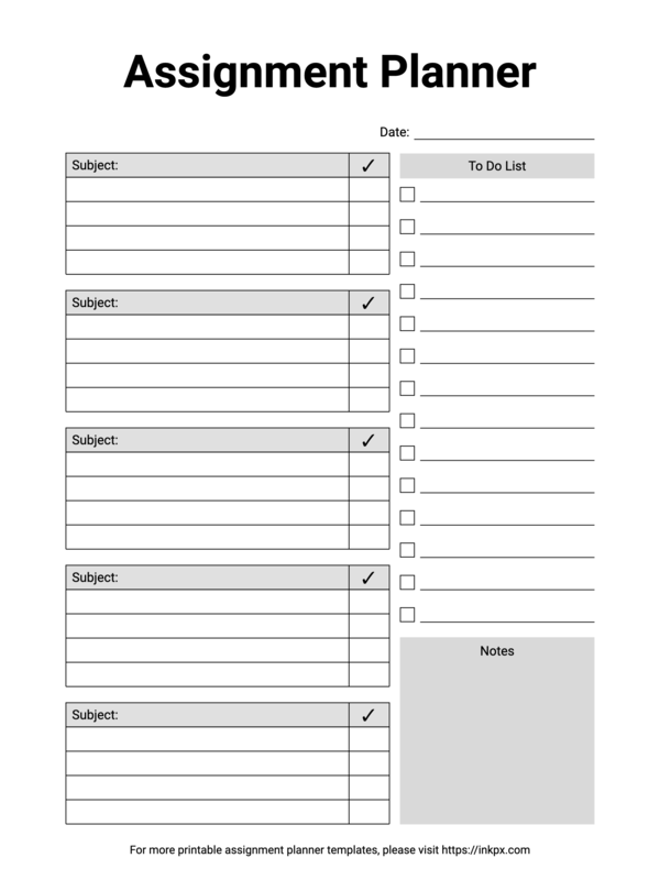 Free Printable Simple Daily Assignment Planner