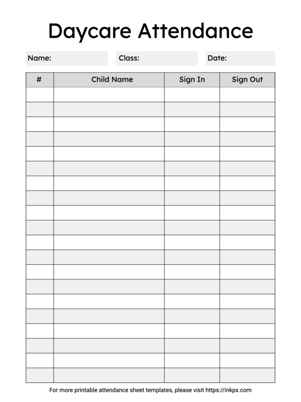 Free Printable Attendance Sheets Downloadable In PDF PNG And JPG 