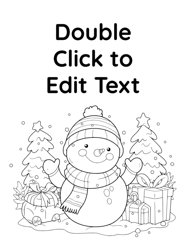 Editable Black and White Christmas Snowman Binder Cover Template