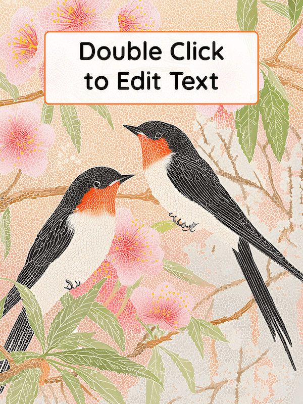 Editable Swallows & Peach Blossom Binder Cover Template