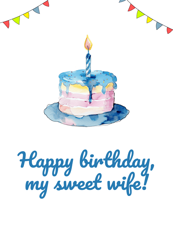 Printable Cake Birthday Card for Your Wife