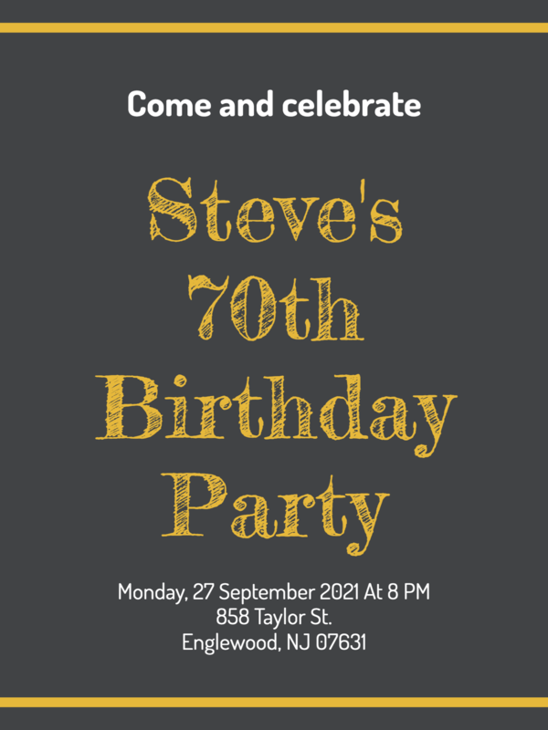 Printable Simple Style 70th Birthday Invitation