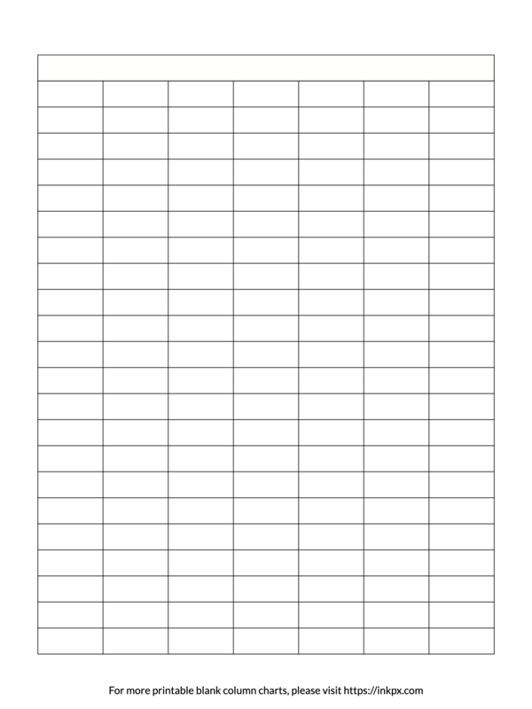 Printable Simple Merged Header Blank 7-Column Char Template