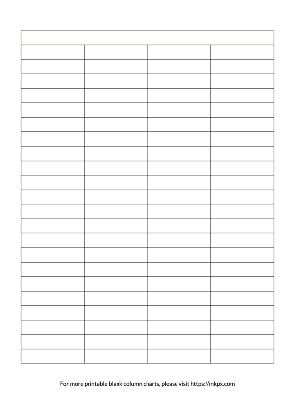 Printable Merged Header Blank 4-Column Char Template