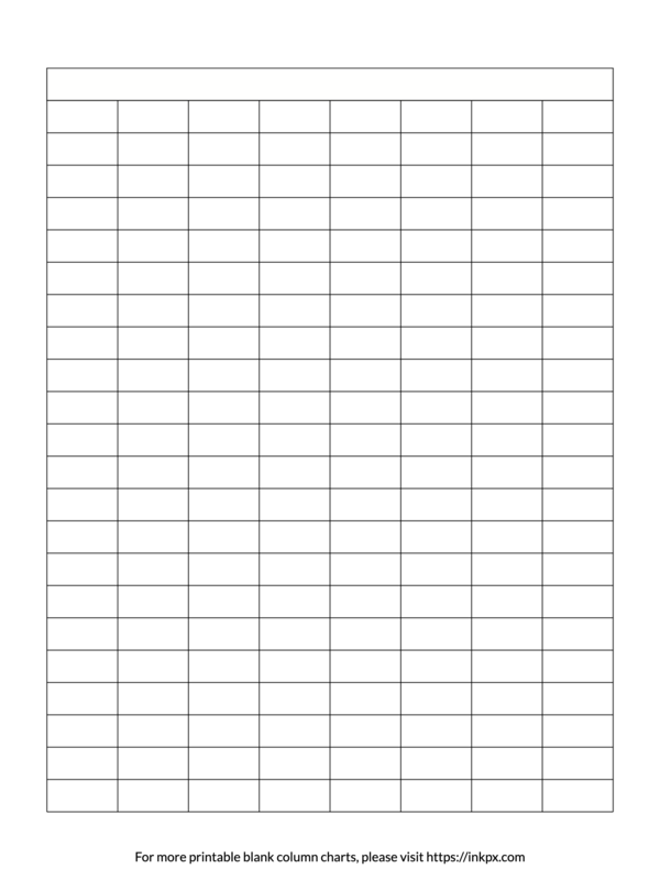 Printable Simple Merged Header Blank 8-Column Char Template