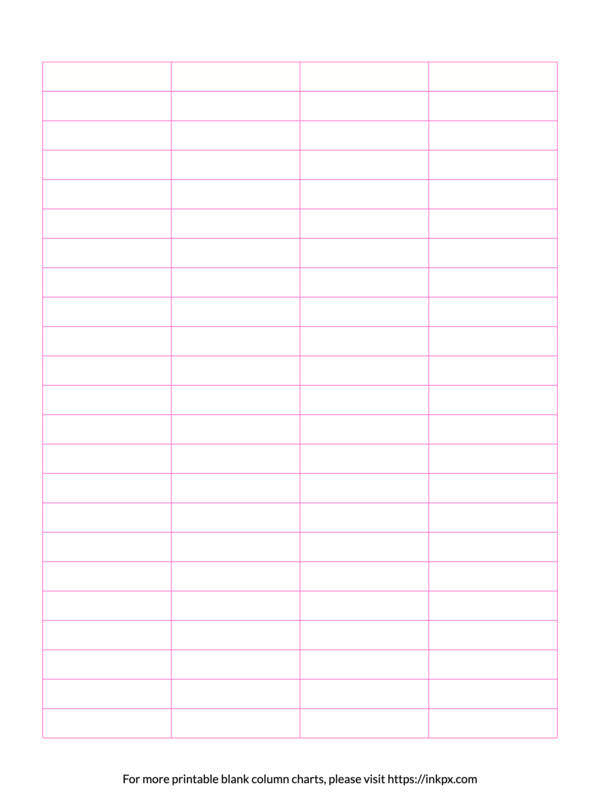 Printable Colored Blank 4-Column Char Template