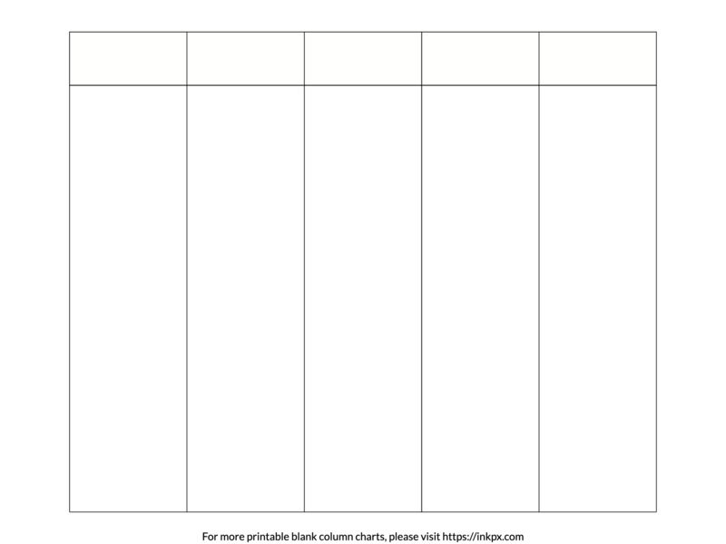 Printable Landscape Style 5 Column Chart · InkPx