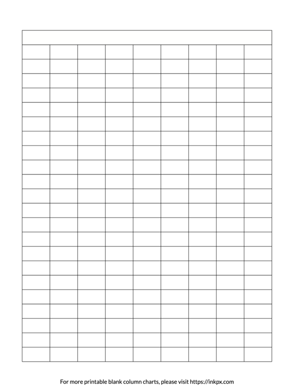 Printable Simple Merged Header Blank 9-Column Char Template