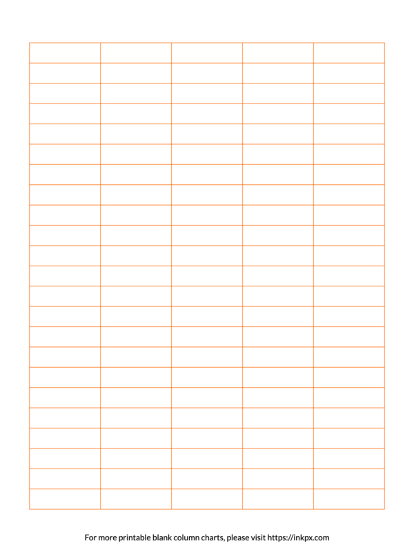 Printable Colored Blank 5-Column Char Template