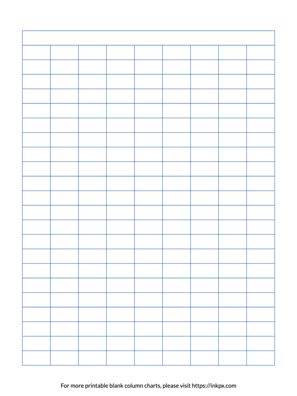 Printable Colored Merged Header Blank 9-Column Char Template