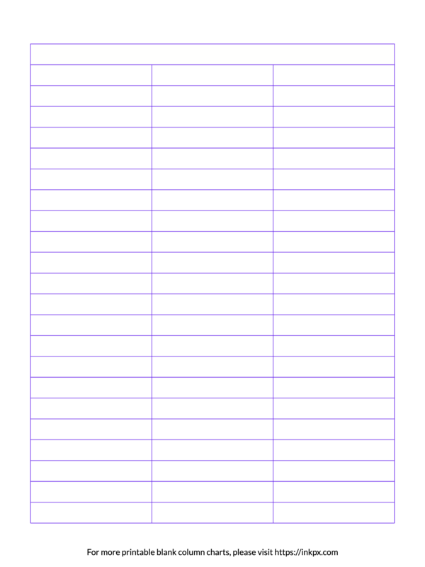 Printable Colored Merged Header Blank 3-Column Char Template