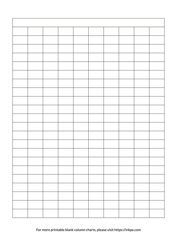 Printable Simple Merged Header Blank 10-Column Char Template