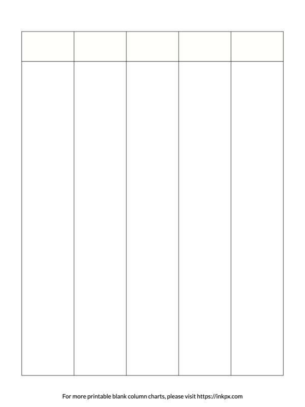 Printable Portrait Style 5 Column Chart