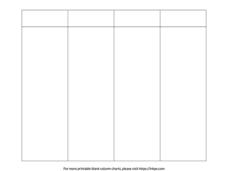 Printable Landscape Style 4 Column Chart