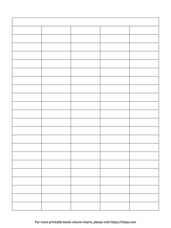 Printable Merged Header Blank 5-Column Char Template